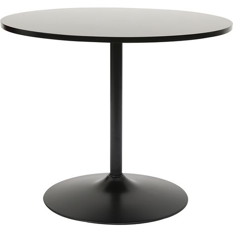 Miliboo – Table à manger ronde noire 90 cm – Design moderne – Pied central en métal – Pour 4 personnes – Idéale pour petits espaces (1/4)