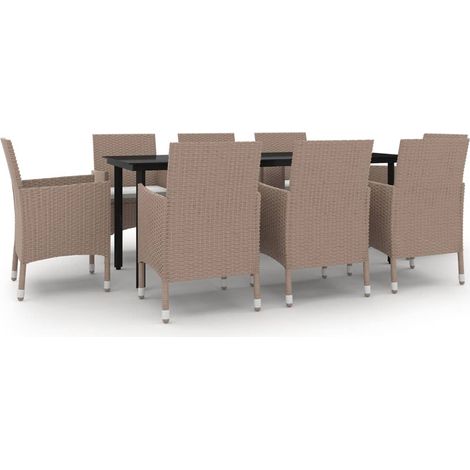 Maison Exclusive - Set da Pranzo da Giardino e Cuscini 9 pz in Polyrattan e Vetro