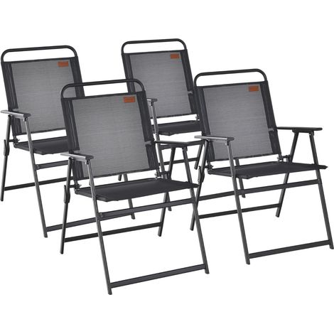 Set di 4 sedie da giardino pieghevoli 55 x 68 x 84 cm comode e leggere moderne in metallo nero 200019392