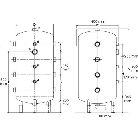 Thermador – Bouteille de mélange pose au sol 100L – BMEL100SK – Acier cylindrique pour chauffage et climatisation – Découplage hydraulique — vue 3