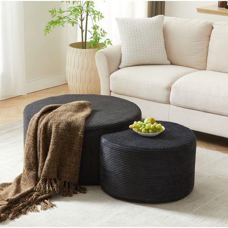 Set di 2 tavolini da salotto 84x28x28 cm, multifunzione, senza montaggio, tessuto nero (1/5)