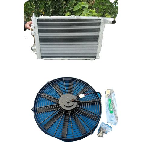 Radiador, Material: Aleación de aluminio, Dimensiones del núcleo: 495 mm x 360 mm x 50 mm, Dimensiones totales: 695 mm x 410 mm x 75 mm, Diámetro de salida: 35 mm, Compatibilidad: Para Vauxhall Calibr (1/5)