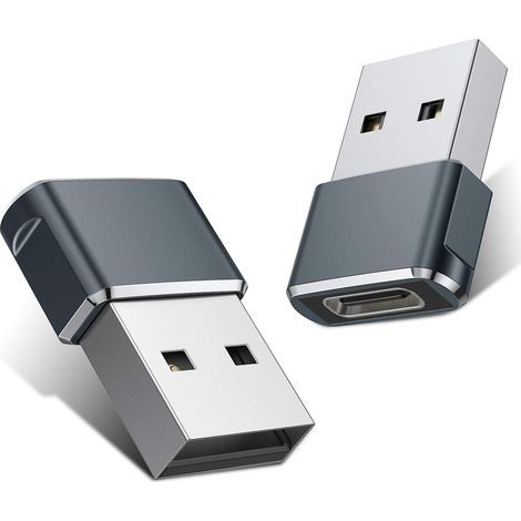 Lot de 2 adaptateurs USB vers USB-C, convertisseur USB-C femelle vers USB-A mâle pour Apple Watch Ultra, iWatch 7, 8 et SE, iPhone 14, 13, 12, 11 Plus et Pro Max