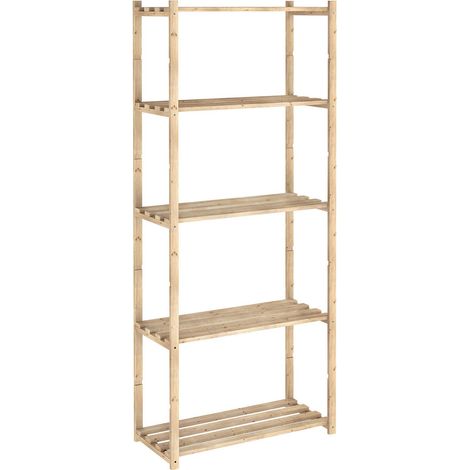 Étagère en kit 5 tablettes – Bois pin massif certifié Pefc – Dimensions 65x30x171 cm – Facile à assembler – Astigarraga