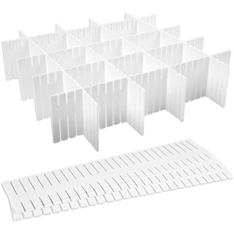 Pair Organisateur de Tiroir Réglables, 8pcs Réglable Grille Diviseur de Tiroir, Boîte de Rangement Multifonctionnelle Plastique pour Sous-Vêtements (1/4)