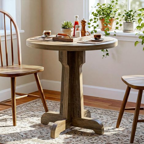 Tribesigns Table Ronde 60 cm, Table de Restaurant Style Vintage avec Plateau Épais, Table Bistro Stable avec Pied Croisé, Table à Manger pour Café, Boulangerie, Appartement, Marron (1/5)