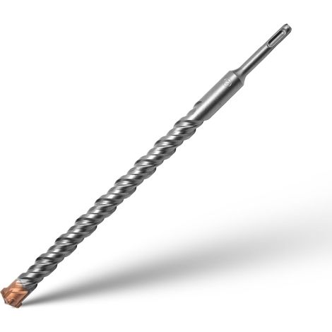Foret SDS Plus Mèche à Béton 4 Pointes en Carbure Foret Carrelage à Percussion Électrique SDS Plus pour Perforateur Forets Transversaux Brique Pierre Naturelle Métal 22mm x 350mm (1/5)