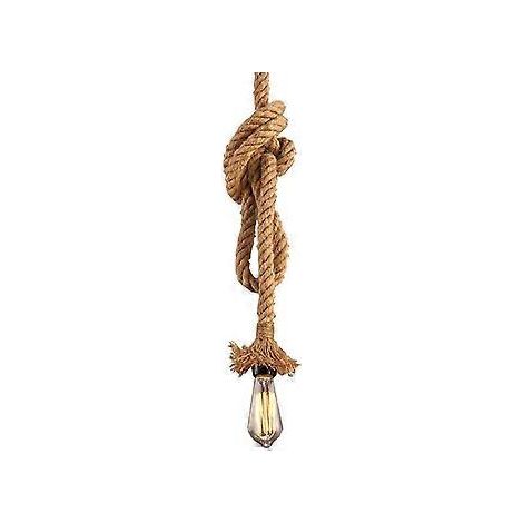 Pendelleuchte aus Hanfseil, Vintage-Stil, 200 cm (6,5 Fuß), einflammig, E26/E27-Fassung, für Restaurants, Esszimmer, Schlafzimmer