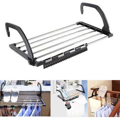 Séchoirs à Linge Pliable étendoir Balcon en Acier Inoxydable accrocher sur radiateur fenêtre Bain pour étendre sécher lessive (1/5)