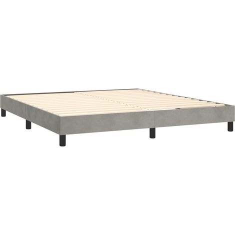 Somier de láminas sobre patas estructura de cama 180x200 cm tela terciopelo gris claro TDL0207178