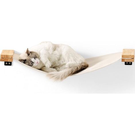 Mobilier Mural pour Chat, 91,4 x 33 cm, hamac pour Chat à Monter soi-même, Étagères en bois d'hévéa massif, perchoir pour chaton