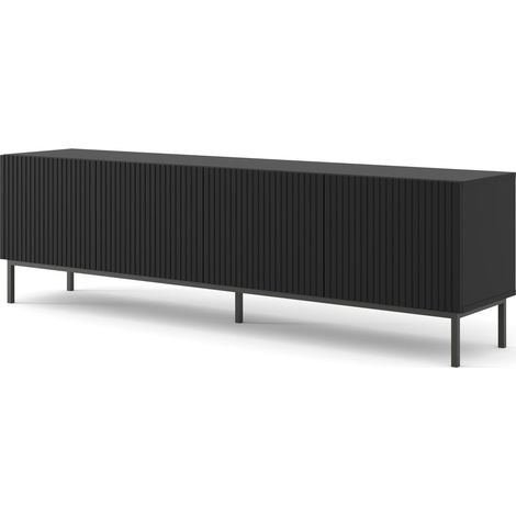MOBILE RAVENNA B PORTA TV IN MDF RIVESTITO 4D 200 NERO OPACO TELAIO NERO