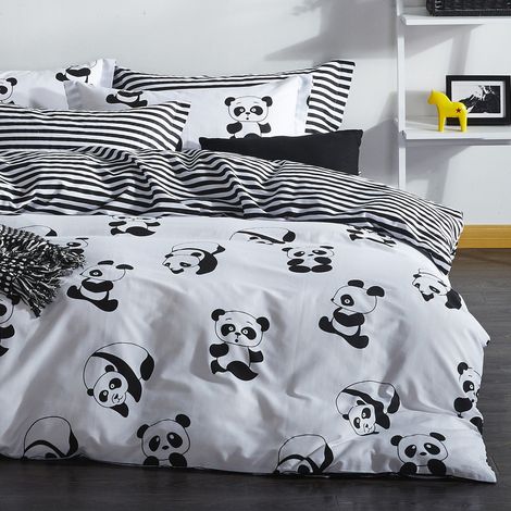 Funda nórdica, funda nórdica, ropa de cama Set Negro Blanco (1/2)