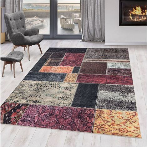 Tapis patchwork lavable en machine ethnique Kira Multicolore 140x200 (1/5)