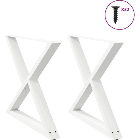Esstischbeine 2 Stück Weiß 90x(72-73,3) cm Stahl