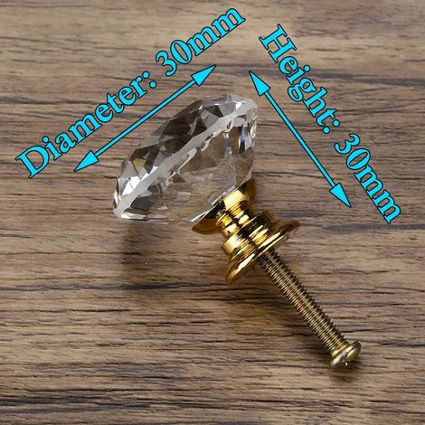 (Ensemble de 4 pièces) Boutons en cristal en forme de diamant, poignées de meubles, quincaillerie