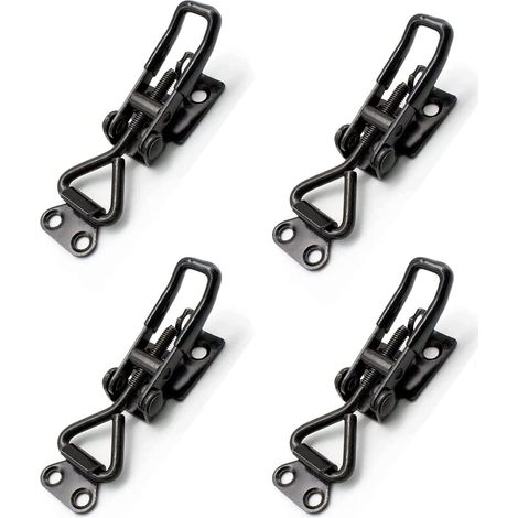 Fermeture à cliquet 100kg en acier inoxydable - Fermeture de caisse en métal - Fermeture à levier réglable en métal, pour caisses, armoires (4, Noir - 3 trous) (1/5)