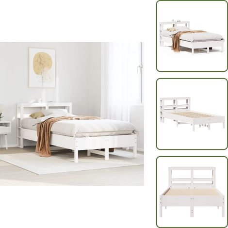 Letto con ripiani - vidaXL Letto senza Materasso Bianco 120x190 cm Legno Massello di Pino - Letto in pino