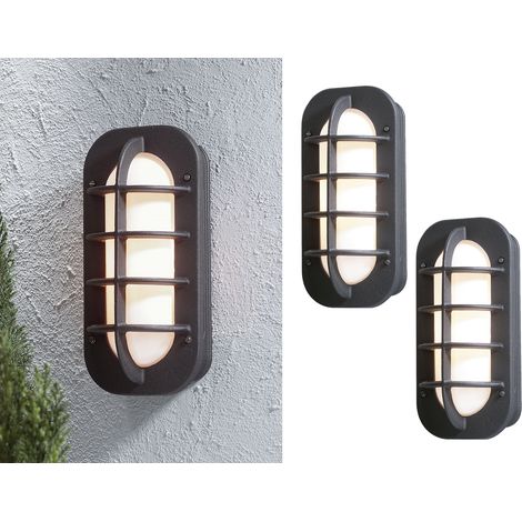 2er Set Außenwandleuchte / Wandlampe LOKE, Alu schwarz lackiert, Acrylglas opal (1/5)