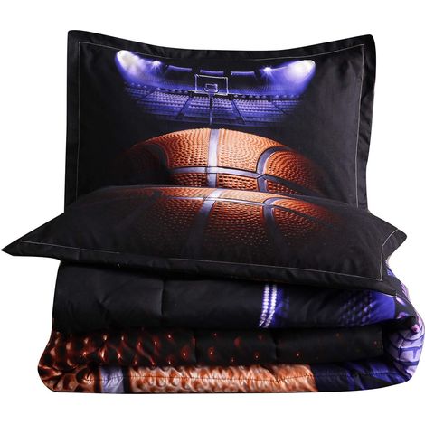 Couverture douce et confortable à motif de terrain de basketball 3D tendance pour canapé et lit (1/5)