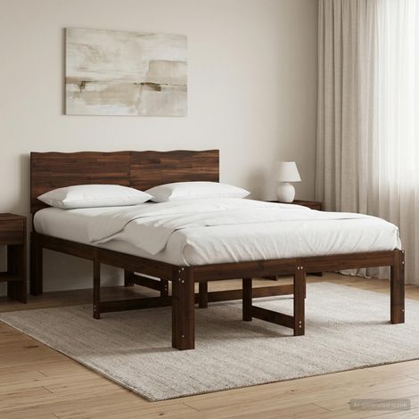 vidaXL Letto matrimoniale con testiera ROSTOCK Marrone Scuro (1/5)