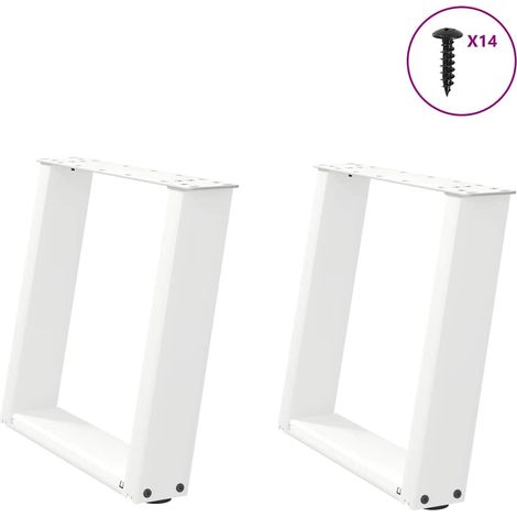 Couchtischbeine U-Form 2 Stk. Weiß 50x(42-43) cm Stahl