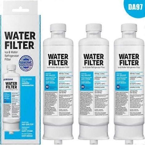 Lot de 3 filtres à eau de rechange pour réfrigérateur Samsung multi-portes. références DA97-17376B. DA97-08006C. HAF-QIN et HAF-QIN/EXP.