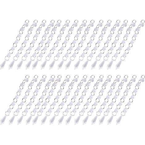 30 brins de perles de cristal transparent en acrylique, petits cristaux clairs, pour guirlande lumineuse, décoration de mariage et d'intérieur. (1/5)