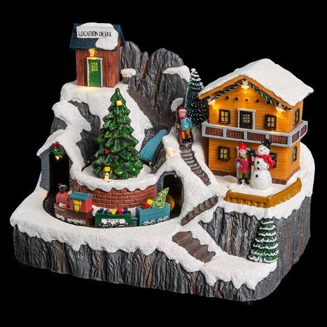 Fééric Lights And Christmas – Déco Noël chalet montagne avec 9 LED blanc chaud – Boîte à musique 3 chansons – Dimensions 23x15,5x17,5 cm – Poids 1,1 kg (1/5)