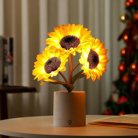 Lampe de table LED tournesols - Lampe LED pour femme - Idéale pour la fête des mères - Décoration de chambre à coucher - Cadeau pour mère, grand-mère, enseignant, tante, amie, collègue, petite amie (1/5)