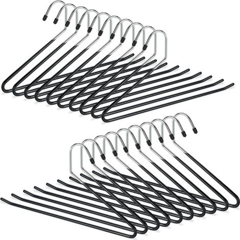 20er-Packung schwarze, 35 cm lange Hosenbügel aus Metall mit rutschfester PVC-Beschichtung (1/4)