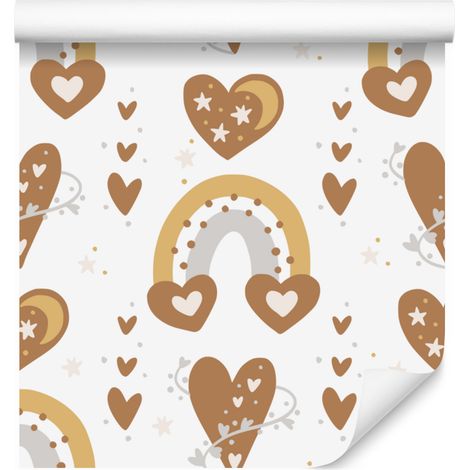Papier peint orange bohème à motifs arc-en-ciel et papillons pour salon et chambre 50x1000 cm (1/5)
