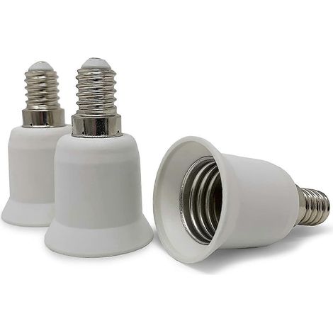 Lot de 3 adaptateurs de douille pour ampoules LED - Blanc - Culot E14 vers culot E27 - Adaptateur pour ampoules LED halogènes à économie d'énergie (1/5)