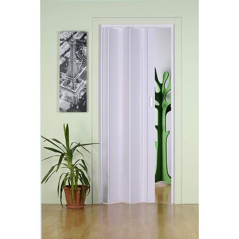 PORTA A SOFFIETTO IN PVC BIANCA BIANCO 82X214 CM - MADE IN ITALY- porte