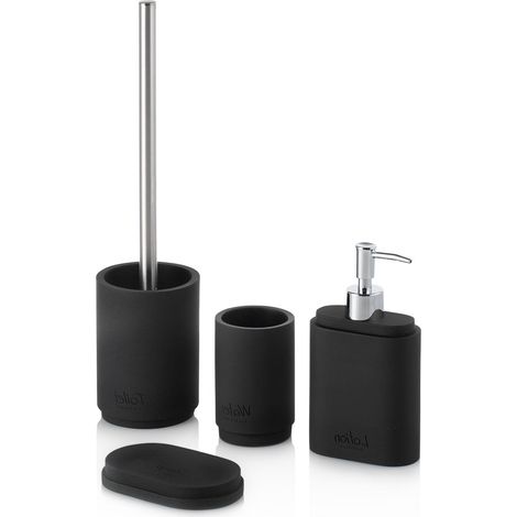 "Set bagno 4 pezzi LONDON neroin resina e metallo"
