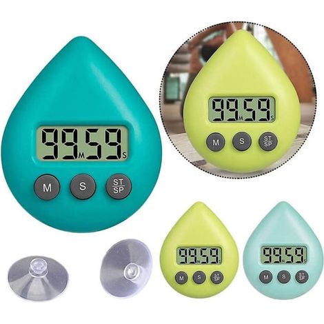 Horloge de douche numérique avec minuteur, minuteur étanche avec alarme et ventouse, jaune (1/5)
