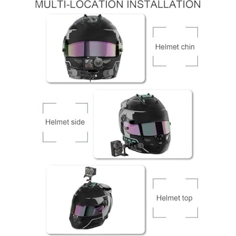 Support de mentonnière pour caméra d'action sur casque de moto, 3 sections amovibles, adhésif double face, fixation rotative à 360° (1/5)
