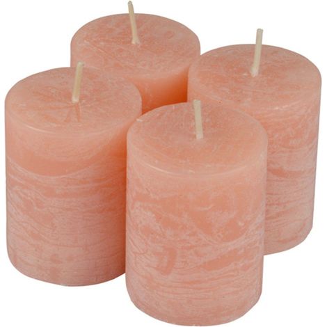 Lot de 4 Bougies Pilier "Rustique" 5cm Rose Poudré (1/2)