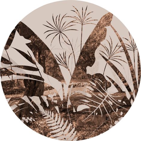 Papier peint intissé auto-adhésif rond  Thème plantes - 70 x 70 cm (1/5)