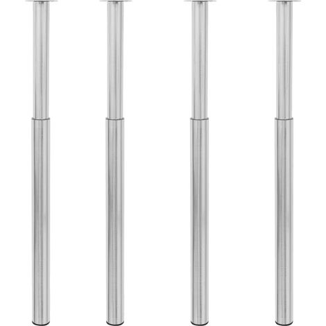 Lot de 4 pieds de table télescopiques réglables entre 710 x 1100 mm robustes design contemporain en acier inoxydable