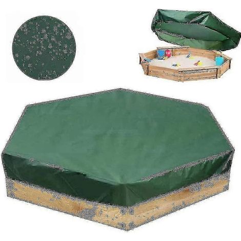 Couverture pour bac à sable hexagonal avec cordon de serrage, imperméable, en tissu Oxford, pour bac à sable et piscine. Protection pour jouets et abris de jardin. (1/5)