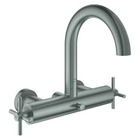 2-Griff-Wannenbatt. Atrio 25268 Wandmontage Kreuz-Griff supersteel (1/4)