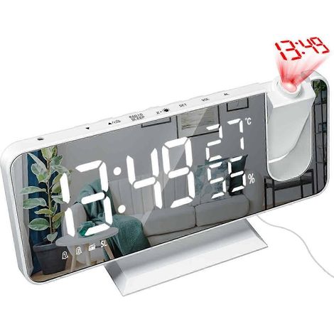 Réveil à projection pour chambre, écran LED avec radio FM, affichage de la température et de l'humidité (1/4)