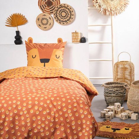 Bettwäsche für Kinder Tiere mit Ohren MAGIC JUNGLE, 100% Baumwolle
