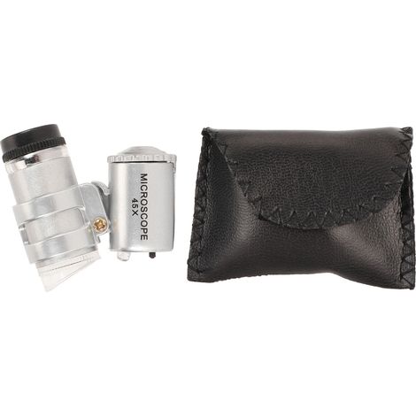 Loupe de Poche 45X avec 2 LED, Microscope Mini Portable à Mise au Point Réglable, pour Bijoux et Antiquités (1/5)