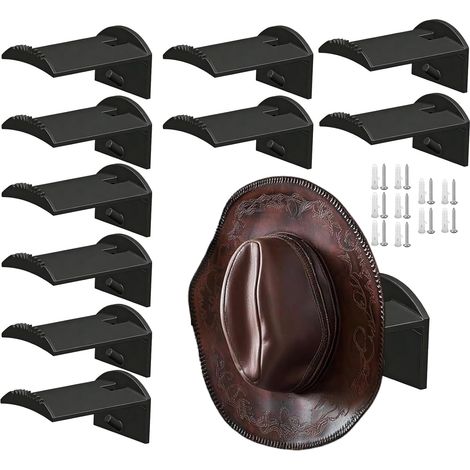JSSEVN Wand-Hutablage Organizer zur Aufbewahrung von Kappen mit Haken, Wand-Organizer für Westernhüte (1/5)
