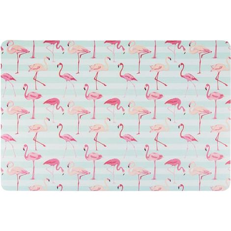 Set de table Rectangulaire Flamants Roses rayé