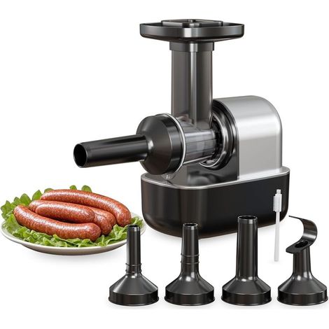 Presse à Saucisses Électrique Machine à Saucisses Broyeur à Viande avec 3 Accessoires à Saucisses et 1 pour Boulettes de Viande - Pour Viande Saucisses et Charcuterie (1/5)
