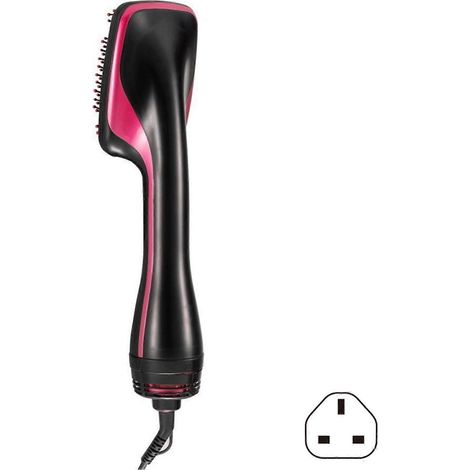 Brosse séchoir multifonctionnelle à air chaud pour un coiffage rapide, une réduction des frisottis et des cheveux sains. Prise britannique. Rose rouge. (1/5)
