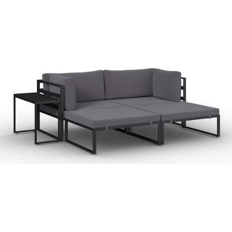 Mömax Loungegarnitur Valentina Dunkelgrau Metall/Outdoorstoff (1/5)